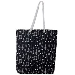 Chalk-music-notes-signs-seamless-pattern Full Print Rope Handle Tote (large) by Salman4z