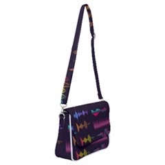 Colorful-sound-wave-set Shoulder Bag With Back Zipper by Salman4z