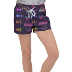 Colorful-sound-wave-set Women s Velour Lounge Shorts