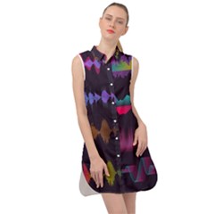 Colorful-sound-wave-set Sleeveless Shirt Dress by Salman4z