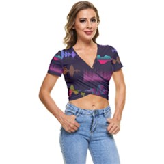 Colorful-sound-wave-set Short Sleeve Foldover Tee by Salman4z