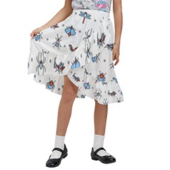 Insects-icons-square-seamless-pattern Kids  Ruffle Flared Wrap Midi Skirt by Salman4z