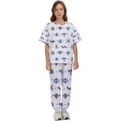 Insects-icons-square-seamless-pattern Kids  Tee And Pants Sports Set by Salman4z