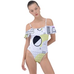 Graphic-design-geometric-background Frill Detail One Piece Swimsuit by Salman4z