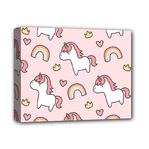 Cute-unicorn-rainbow-seamless-pattern-background Deluxe Canvas 14  X 11  (stretched) by Salman4z