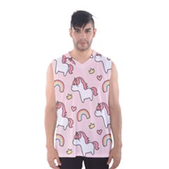 Cute-unicorn-rainbow-seamless-pattern-background Men s Basketball Tank Top by Salman4z