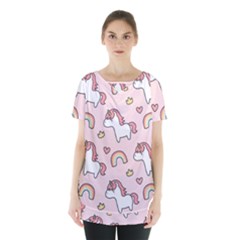 Cute-unicorn-rainbow-seamless-pattern-background Skirt Hem Sports Top by Salman4z