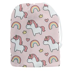 Cute-unicorn-rainbow-seamless-pattern-background Drawstring Pouch (3xl) by Salman4z