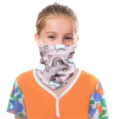 Cute-unicorn-rainbow-seamless-pattern-background Face Covering Bandana (kids) by Salman4z