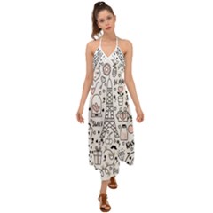 Big-collection-with-hand-drawn-objects-valentines-day Halter Tie Back Dress  by Salman4z