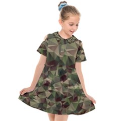 Abstract-vector-military-camouflage-background Kids  Short Sleeve Shirt Dress