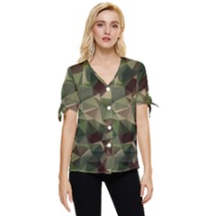 Abstract-vector-military-camouflage-background Bow Sleeve Button Up Top by Salman4z