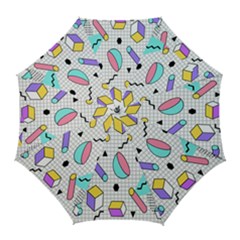 Tridimensional-pastel-shapes-background-memphis-style Golf Umbrellas by Salman4z