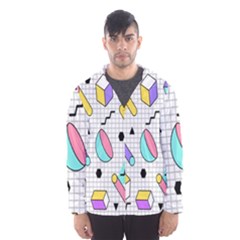 Tridimensional-pastel-shapes-background-memphis-style Men s Hooded Windbreaker