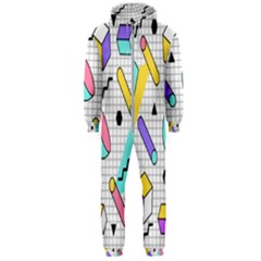 Tridimensional-pastel-shapes-background-memphis-style Hooded Jumpsuit (men) by Salman4z