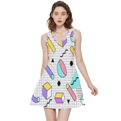 Tridimensional-pastel-shapes-background-memphis-style Inside Out Reversible Sleeveless Dress by Salman4z