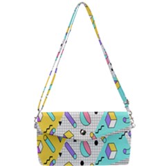 Tridimensional-pastel-shapes-background-memphis-style Removable Strap Clutch Bag by Salman4z
