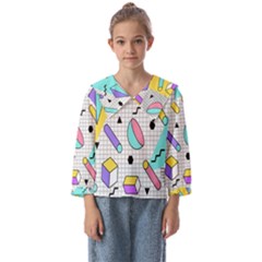 Tridimensional-pastel-shapes-background-memphis-style Kids  Sailor Shirt by Salman4z