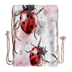 Ladybugs-pattern-texture-watercolor Drawstring Bag (large)