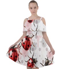 Ladybugs-pattern-texture-watercolor Cut Out Shoulders Chiffon Dress by Salman4z