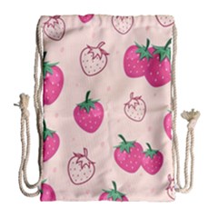 Seamless-strawberry-fruit-pattern-background Drawstring Bag (large)