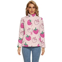 Seamless-strawberry-fruit-pattern-background Women s Puffer Bubble Jacket Coat by Salman4z