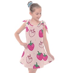 Seamless-strawberry-fruit-pattern-background Kids  Tie Up Tunic Dress by Salman4z