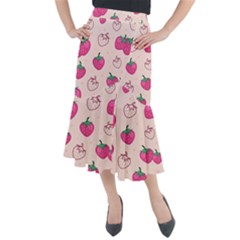 Seamless-strawberry-fruit-pattern-background Midi Mermaid Skirt by Salman4z