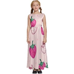 Seamless-strawberry-fruit-pattern-background Kids  Satin Sleeveless Maxi Dress by Salman4z