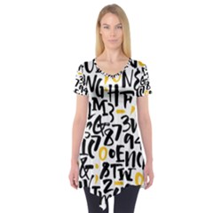 Letters-pattern Short Sleeve Tunic  by Salman4z