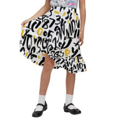 Letters-pattern Kids  Ruffle Flared Wrap Midi Skirt