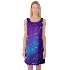 Realistic-night-sky-poster-with-constellations Sleeveless Satin Nightdress by Salman4z