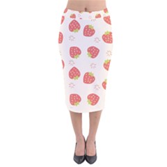 Strawberries-pattern-design Velvet Midi Pencil Skirt by Salman4z
