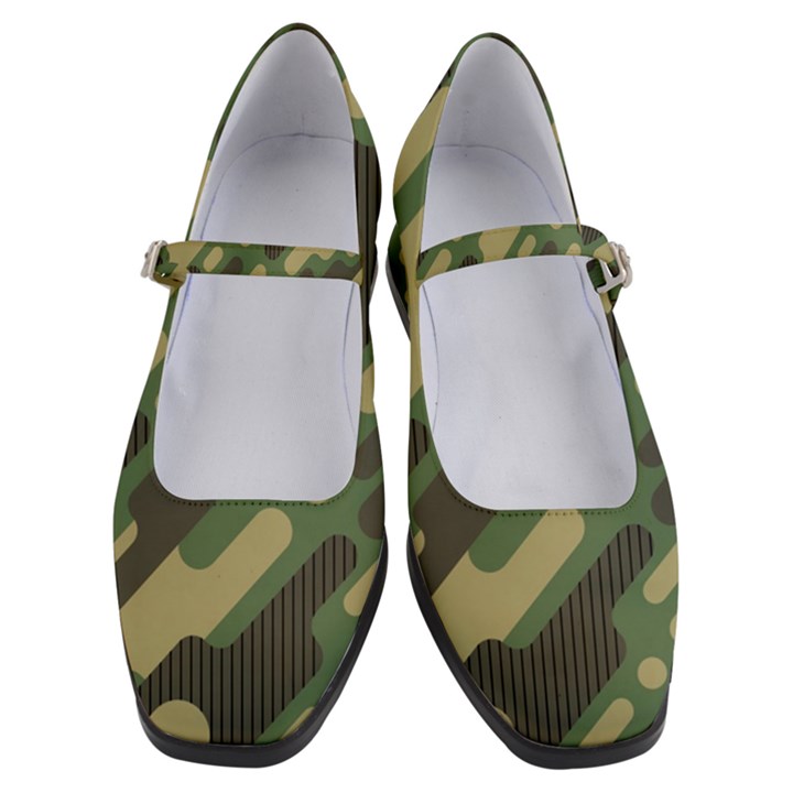 Camouflage-pattern-background Women s Mary Jane Shoes