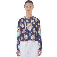 Owl-stars-pattern-background Women s Slouchy Sweat by Salman4z