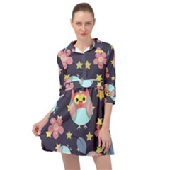Owl-stars-pattern-background Mini Skater Shirt Dress by Salman4z