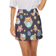 Owl-stars-pattern-background Mini Front Wrap Skirt by Salman4z