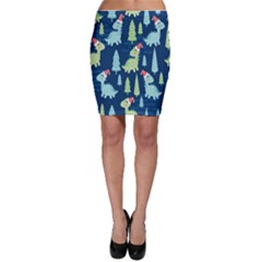 Cute Dinosaurs Animal Seamless Pattern Doodle Dino Winter Theme Bodycon Skirt by pakminggu