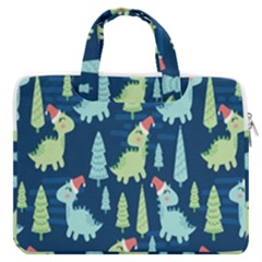 Cute Dinosaurs Animal Seamless Pattern Doodle Dino Winter Theme Macbook Pro 13  Double Pocket Laptop Bag by pakminggu