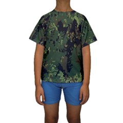 Military Background Grunge Kids  Short Sleeve Swimwear