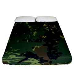 Military Background Grunge Fitted Sheet (King Size)