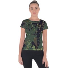 Military Background Grunge Short Sleeve Sports Top 
