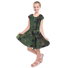 Military Background Grunge Kids  Short Sleeve Dress