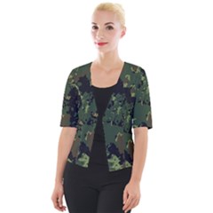 Military Background Grunge Cropped Button Cardigan