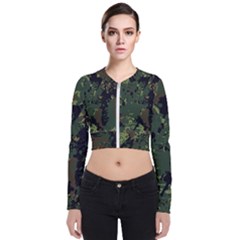 Military Background Grunge Long Sleeve Zip Up Bomber Jacket