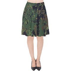 Military Background Grunge Velvet High Waist Skirt