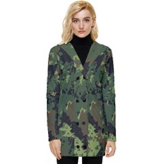 Military Background Grunge Button Up Hooded Coat 