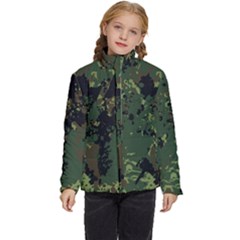 Military Background Grunge Kids  Puffer Bubble Jacket Coat