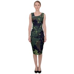 Military Background Grunge Sleeveless Pencil Dress