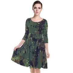 Military Background Grunge Quarter Sleeve Waist Band Dress